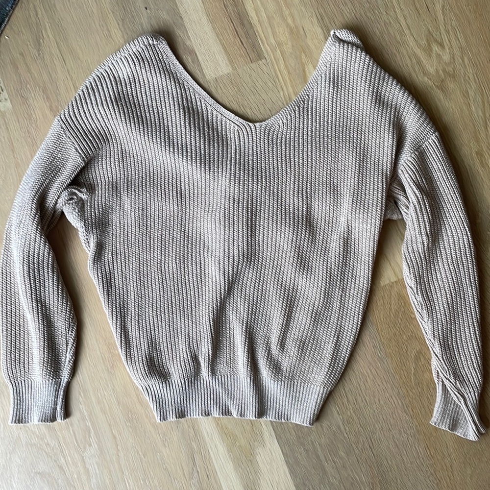 Beige Cotton sweater with gold thread size L